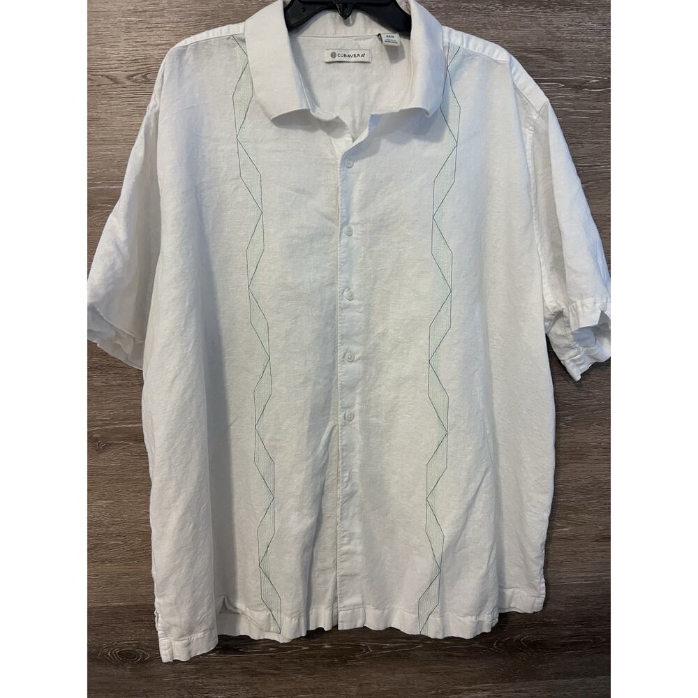 Cubavera XXL Embroidery Guayabera Lightweight Button Shirt Short Sleeve Linen
